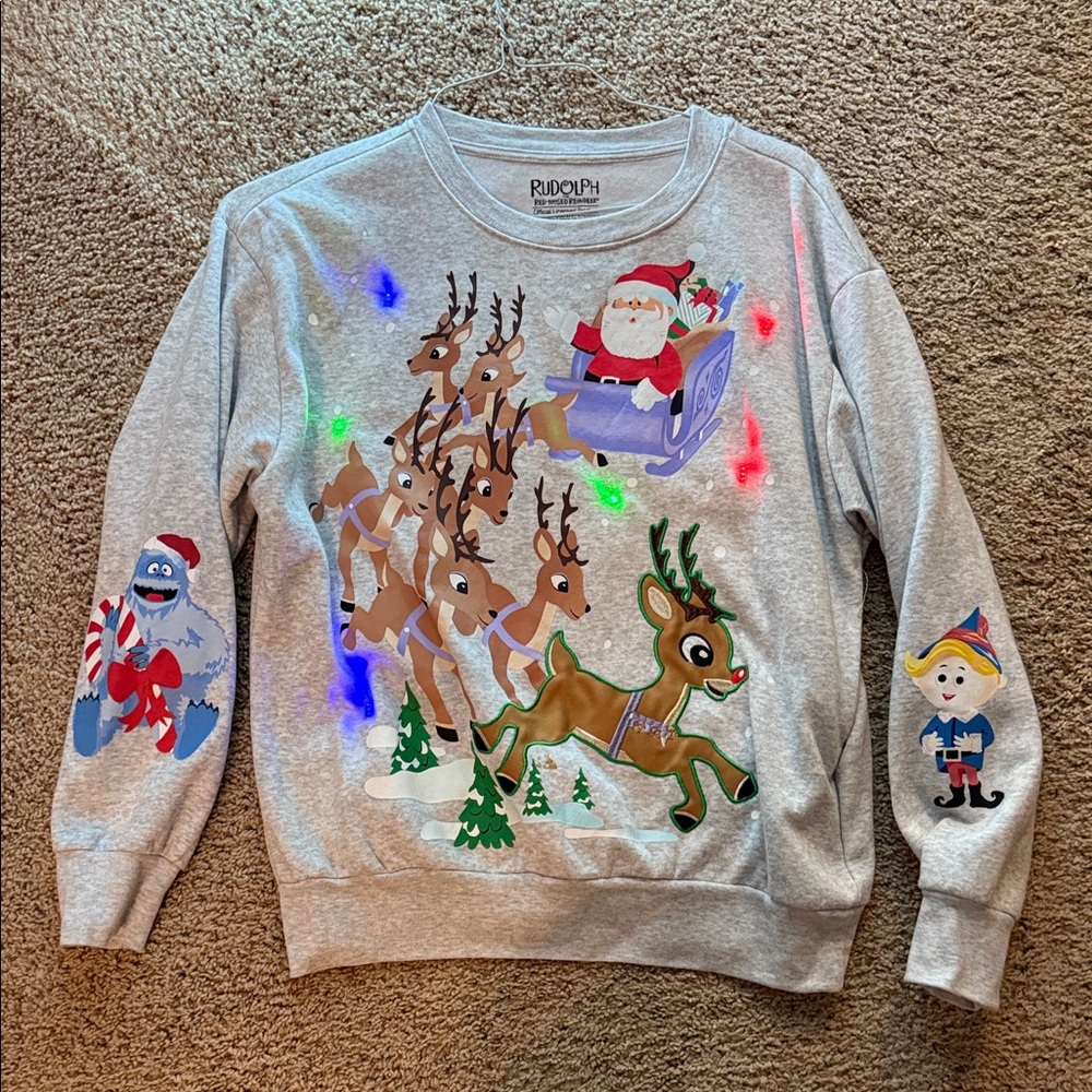 Rudolph Christmas Sweatshirt with Santa and Reindeer